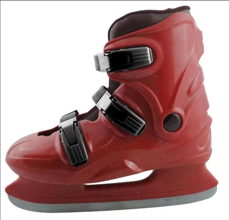 ice hockey skate boots red color for rink